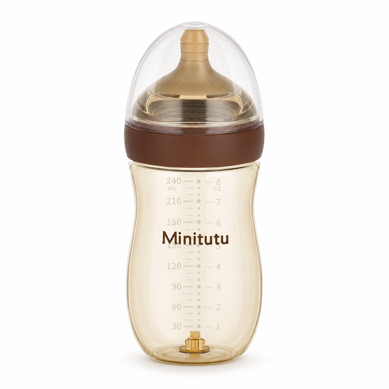 Minitutu Anti-Bloating PPSU Feeding Bottle 240ml – CB716, Brown, 6–10 Months